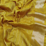 Mustard yellow colour pure katan silk Handwoven banarasi saree