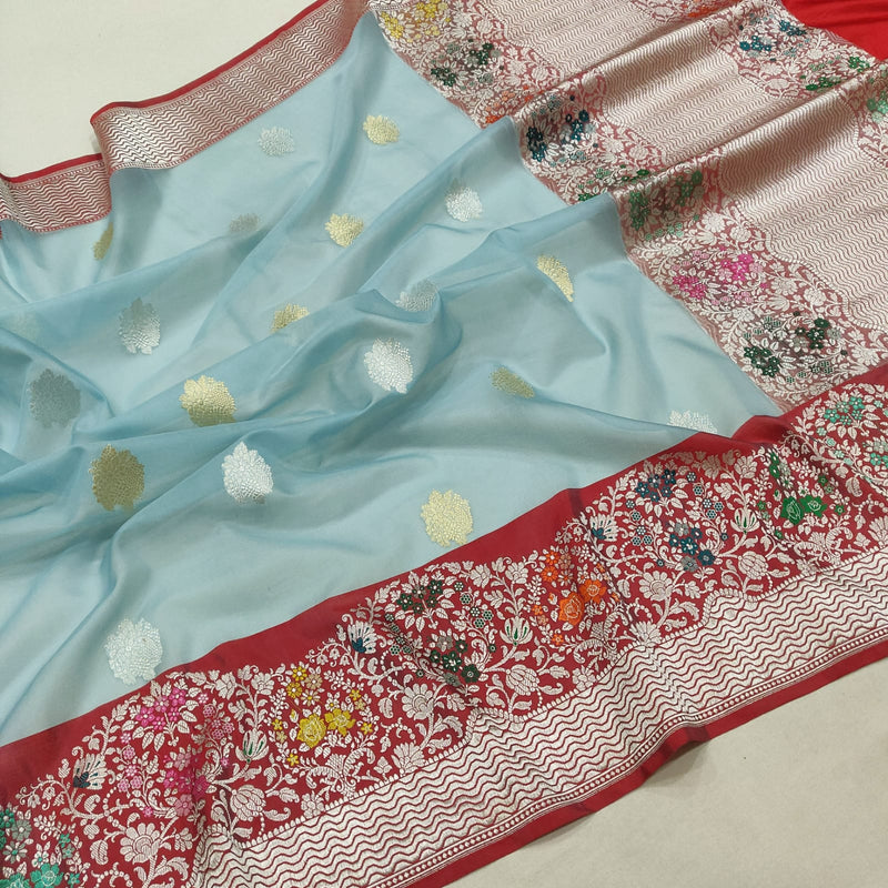 Pure Kora Silk Handwoven Banarasi Saree