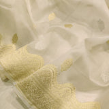 White colour pure kora Handwoven banarasi saree