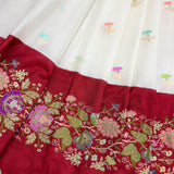 White colour pure kora Handwoven Banarasi saree