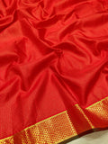 Red colour Pure Katan Silk Handwoven Banarasi Saree