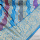 Sky blue colour pure katan silk Handwoven banarasi rangkat saree