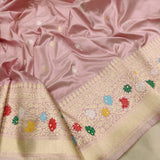 Light pink Colour Pure Katan Silk Handwoven Banarasi Saree