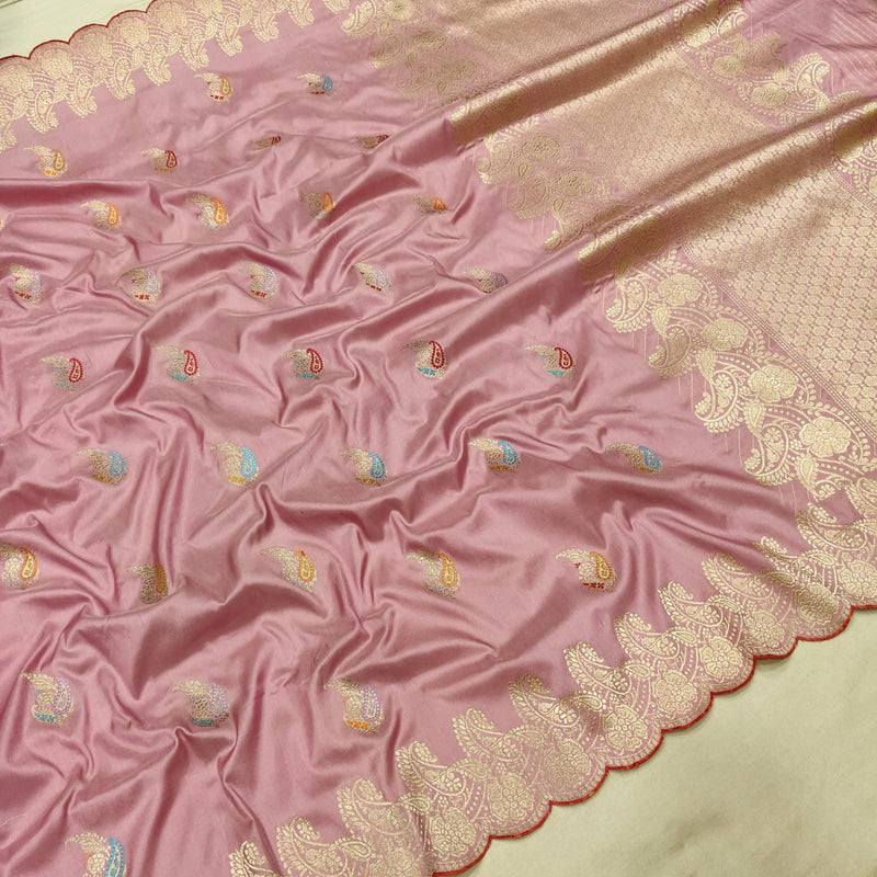 Light Pink Color Katan Silk Handwoven Banarasi Saree
