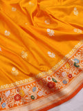 Orange Colour Pure Katan Silk Handwoven Banarasi Saree