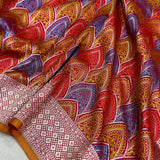 Red colour pure katan silk handwoven banarasi saree
