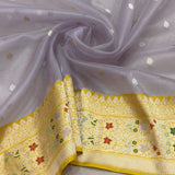 Pure Kora handwoven Banarasi saree
