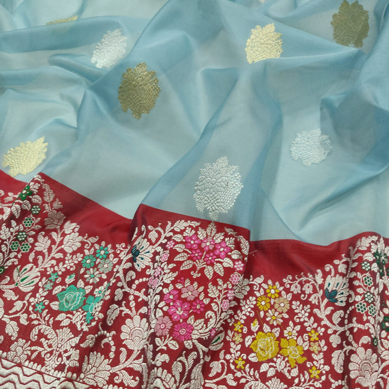 Pure Kora Silk Handwoven Banarasi Saree