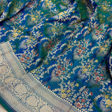 Dual shade pure katan silk Handwoven banarasi saree