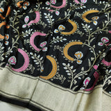 Black colour Pure Katan Silk Handwoven Banarasi Saree