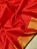 Red colour Pure Katan Silk Handwoven Banarasi Saree
