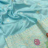 Sky blue Colour Pure Katan Silk Handwoven Banarasi Saree