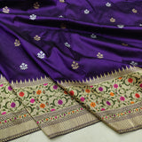 Purple Color Pure Katan Silk Handwoven Banarasi Saree