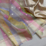 Multicolour pure kora Handwoven banarasi saree