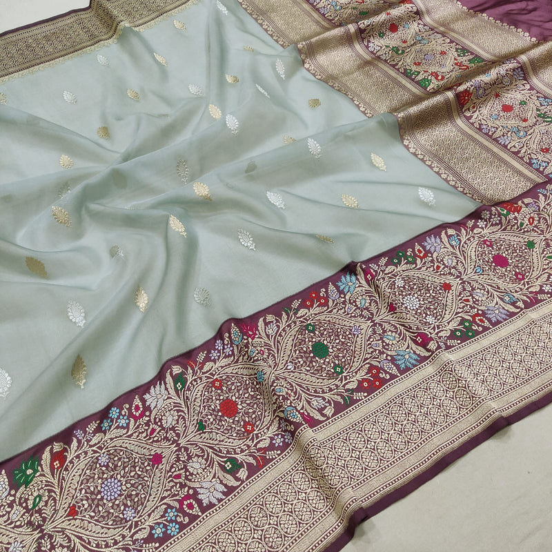Pure Kora Silk Handwoven Banarasi Saree