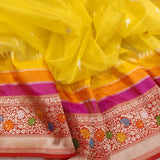 Yellow colour pure Kora handwoven banarasi saree
