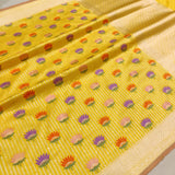 Yellow colour Pure Katan Silk Handwoven Banarasi Saree