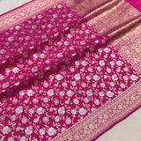 Pink colour pure Katan silk handwoven banarasi saree