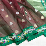 Dual sade pure kora Handwoven Banarasi saree