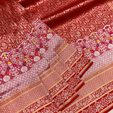 Red colour pure katan silk Handwoven banarasi tanchoi saree