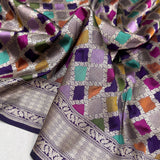 Multicolour pure katan silk Handwoven banarasi Rangkat saree