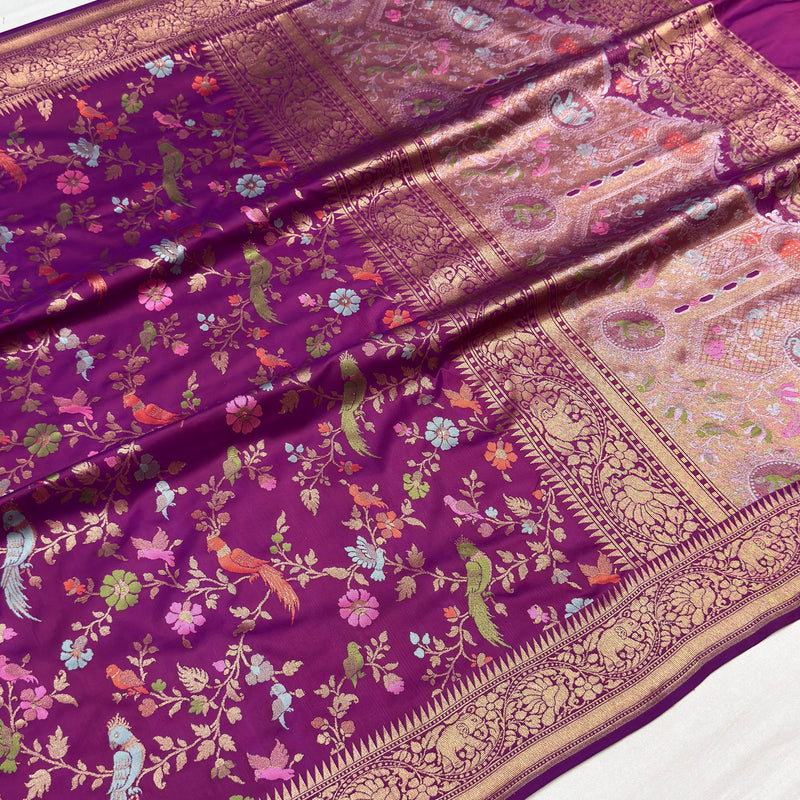 Magenta Color Pure Katan Silk Handwoven Banarasi Saree