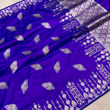 Royal blue dual shade pure katan silk Handwoven banarasi saree
