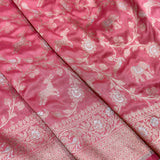 Light pink colour pure Katan silk handwoven banarasi saree