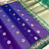 Dual shade pure kora Handwoven Banarasi saree