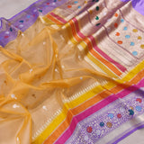 Pure Kora handwoven Banarasi saree