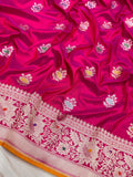 Pink colour pure Katan silk handwoven banarasi saree
