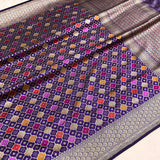 Purple colour pure katan silk Handwoven banarasi rangkat saree