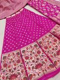 Pink colour Katan silk handwoven banarasi lehenga