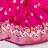 Pink colour pure katan silk Handwoven banarasi saree