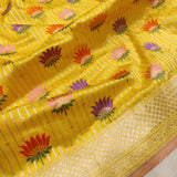 Yellow colour Pure Katan Silk Handwoven Banarasi Saree