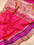 Pink colour Pure Katan Silk Handwoven Banarasi Saree