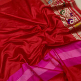 Red colour pure katan silk handwoven banarasi saree