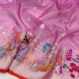 Pure ektara kora handwoven Banarasi saree