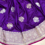 Purple colour pure katan silk Handwoven banarasi saree