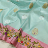 Sky Blue Colour Pure Kora Silk Handwoven Banarasi Saree