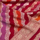 Red colour pure katan silk Handwoven banarasi rangkat saree