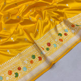 Yellow colour pure Katan silk handwoven banarasi saree