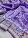 Lavender colour pure katan silk handwoven banarasi saree