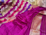 Multicolor pure katan silk Handwoven banarasi rangkat saree