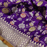 Purple Colour Pure Katan Silk Handwoven Banarasi Saree