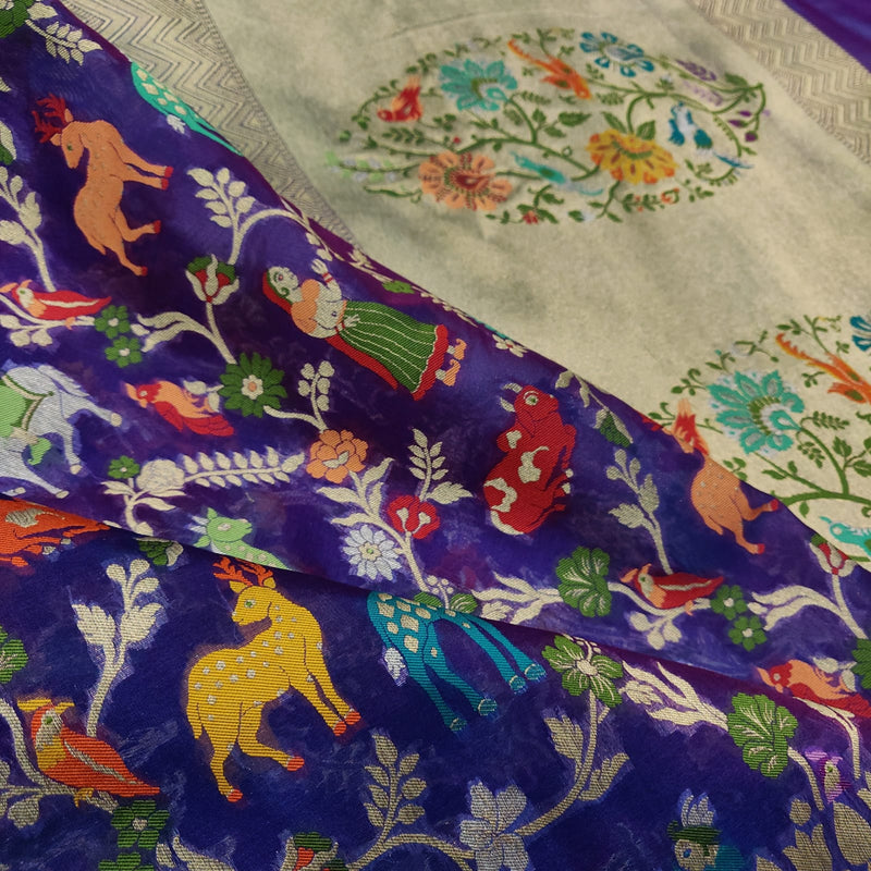 Pure kora Handwoven Banarasi Saree