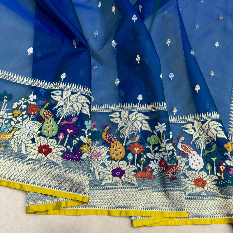 Pure katan jamdani handwoven Banarasi saree