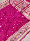 Pink Colour Pure Katan Silk Handwoven Banarasi Saree