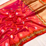 Dual shade pure katan silk handwoven banarasi saree
