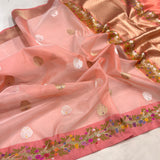 Pure Kora handwoven Banarasi saree